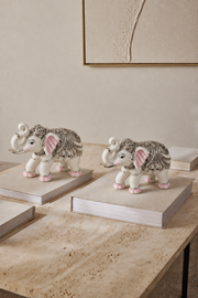 Heritage Elephant in White with silver and pink accents