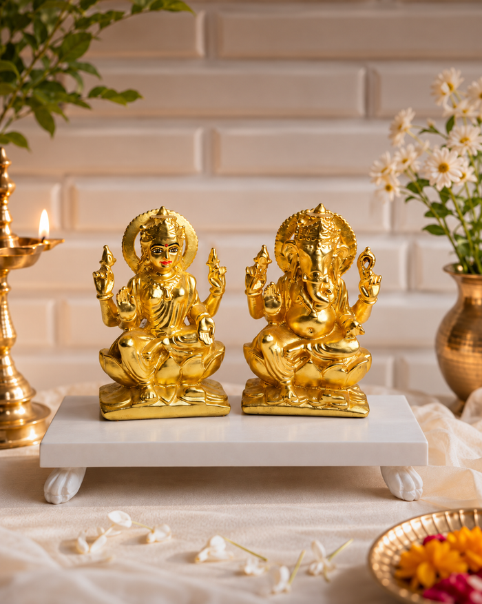 The Eternal Lakshmi Ji – Golden Brass Idol
