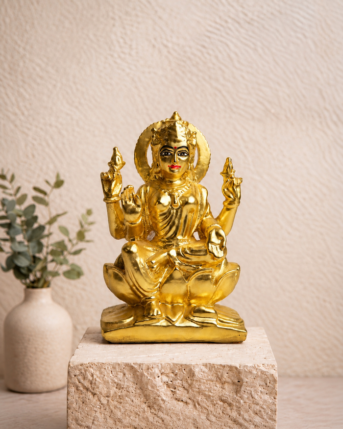 The Eternal Lakshmi Ji – Golden Brass Idol
