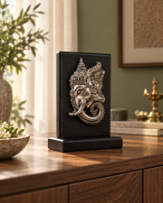 Heritage Carved Silver Noir Ganesha Pedestal - alternate view